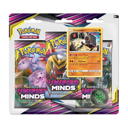 Sun & Moon-Unified Minds 3 Booster Packs, Coin & Stakataka Promo Card