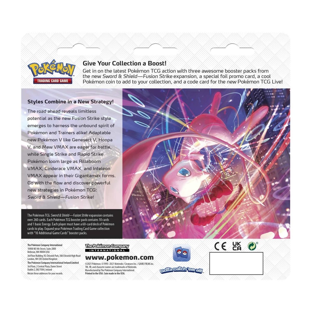 Sword & Shield-Fusion Strike 3 Booster Packs, Coin & Eevee or Espeon Promo Card