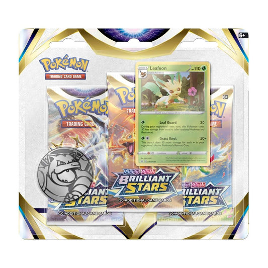 Sword & Shield-Brilliant Stars 3 Booster Packs, Coin & Glaceon Promo Card