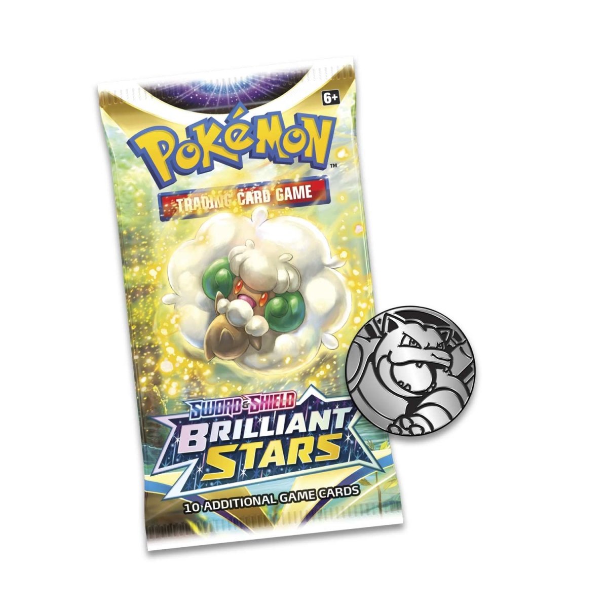 Sword & Shield-Brilliant Stars 3 Booster Packs, Coin & Glaceon Promo Card